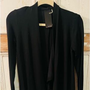 Waterfall long-sleeved Heather drape wrap in black